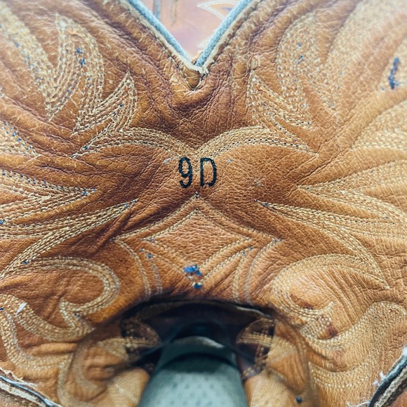 Ariat Brown Leather Square Toe Embroidered Cowboy Boots Mens US 9D Western Work - Picture 9 of 16